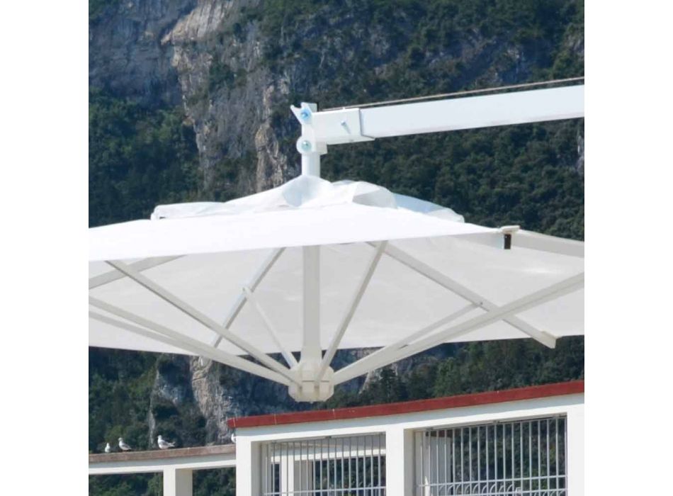 Zahradní deštník z bílého hliníku a látky vyrobené v Itálii - Mervin Viadurini