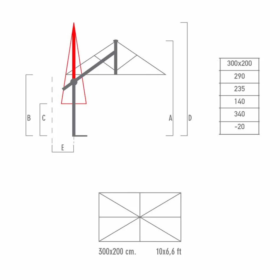 Zahradní deštník z bílého nebo antracitového hliníku 300x200 cm - Lapillo Viadurini