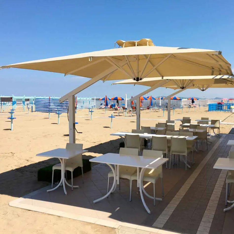 Hliníkový deštník s bílým nebo antracitovým ramenem 350 x 350 cm - Lapillo Viadurini