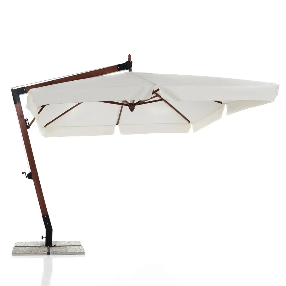 Deštník z masivního dřeva s polyesterovou stříškou potaženou PVC - Devoir Viadurini