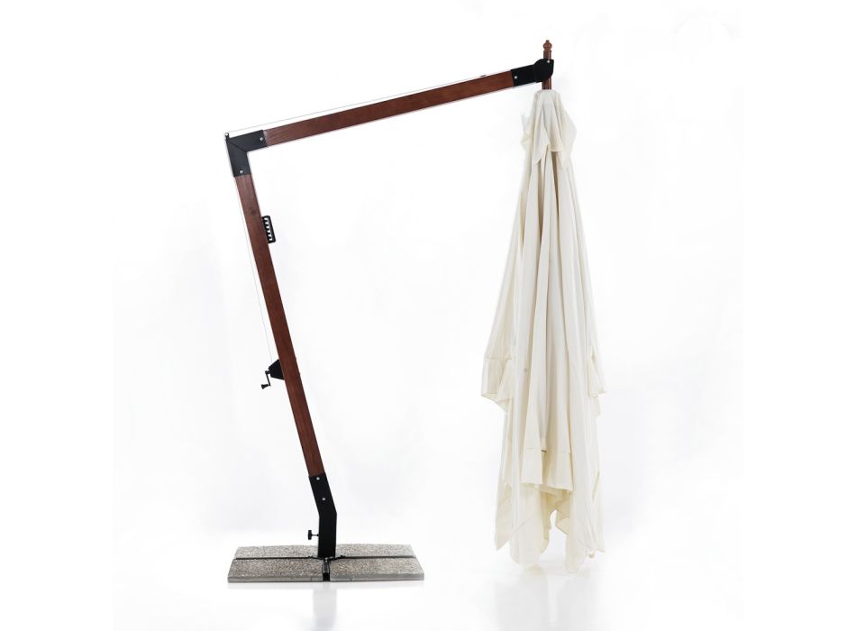 Deštník z masivního dřeva s polyesterovou stříškou potaženou PVC - Devoir Viadurini
