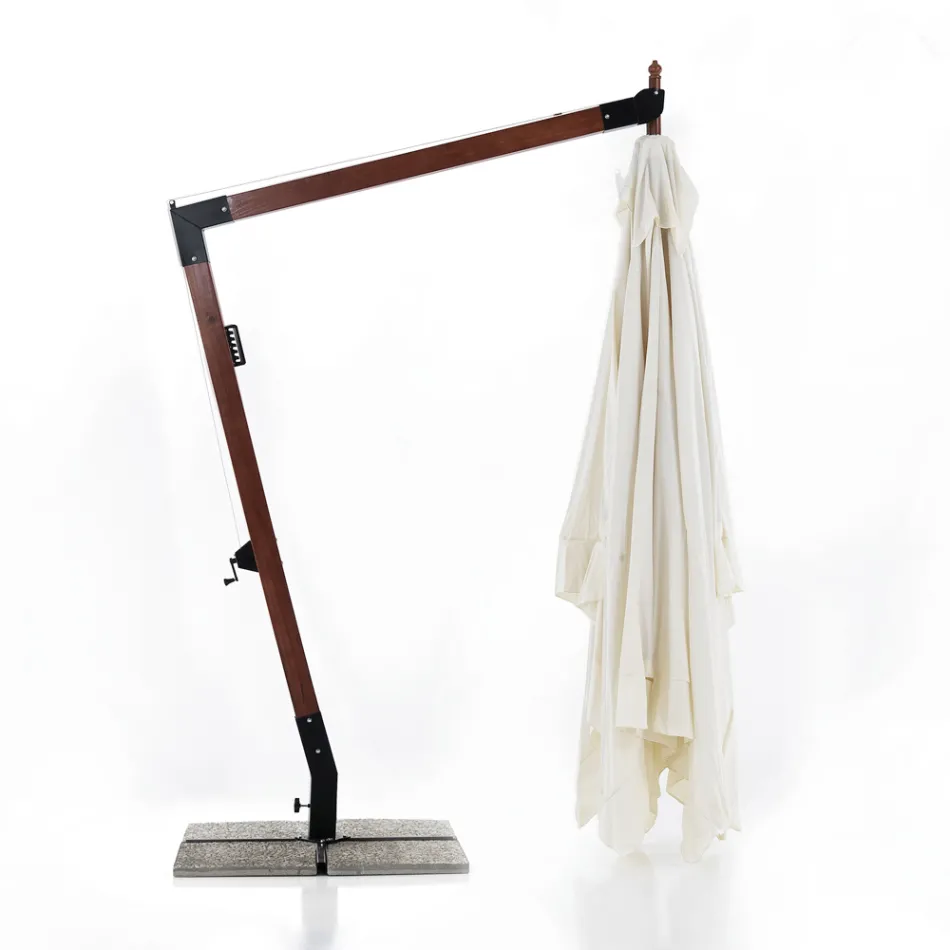 Deštník z masivního dřeva s polyesterovou stříškou potaženou PVC - Devoir Viadurini