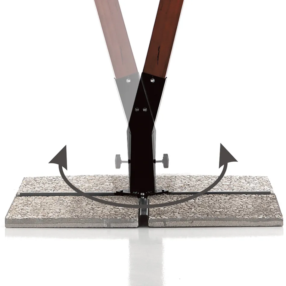 Deštník z masivního dřeva s polyesterovou stříškou potaženou PVC - Devoir Viadurini