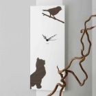 Bílé nástěnné hodiny s dřevěnými dekoracemi pro zvířata Moderní design - napětí Viadurini