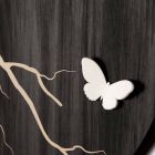 Kulaté designové nástěnné hodiny z laserem gravírovaného dřeva a 3D motýlů - Farfo Viadurini