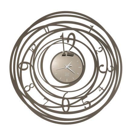 Kulaté designové nástěnné hodiny ze železa se 3 barevnými dekoracemi - Doric Viadurini