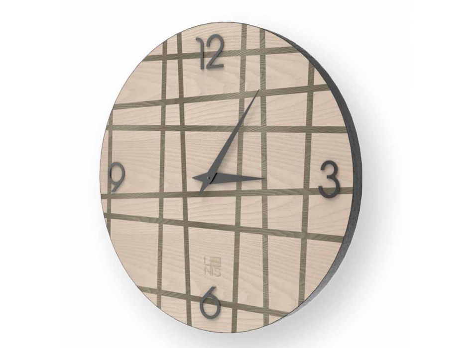 Nástěnné hodiny vyrobené z dřeva Isso vyrobené v Itálii Viadurini