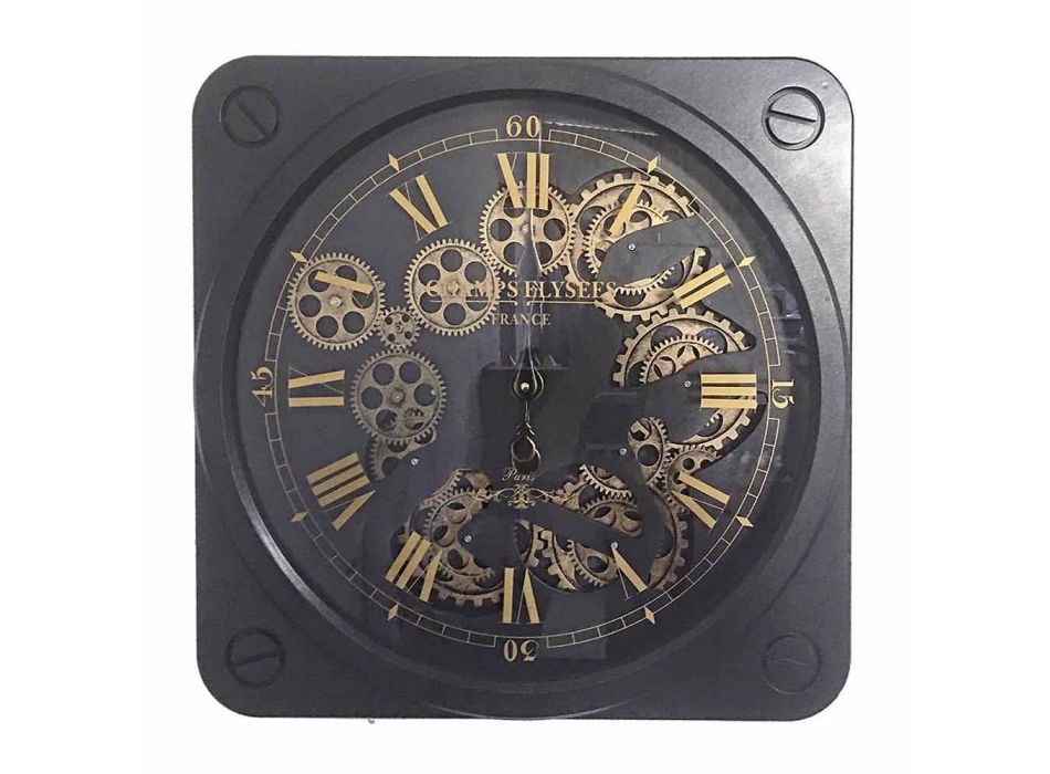 Nástěnné hodiny v retro designu v ocelovém čtvercovém tvaru Homemotion - Curzio Viadurini