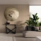 Cinzia - Nástěnné hodiny z taveného skla s tepaným zadním stříbřením, vyrobené v Itálii Viadurini