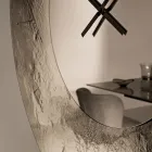 Cinzia - Nástěnné hodiny z taveného skla s tepaným zadním stříbřením, vyrobené v Itálii Viadurini