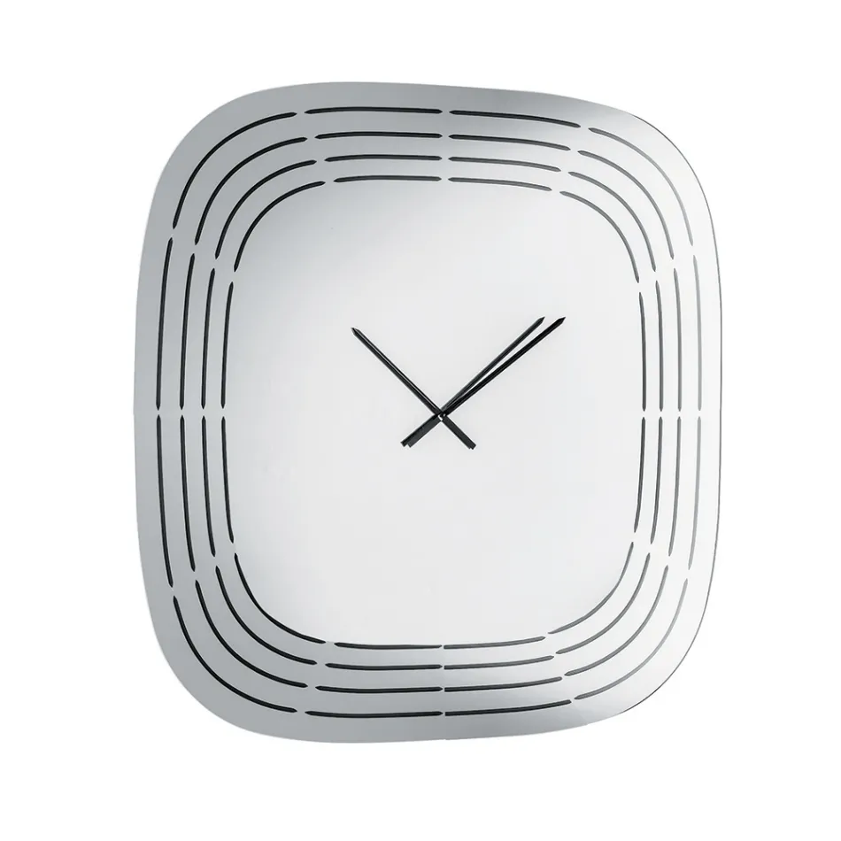 Nástěnné skleněné zrcadlové hodiny Cesira s laserovým gravírováním, vyrobené v Itálii Viadurini