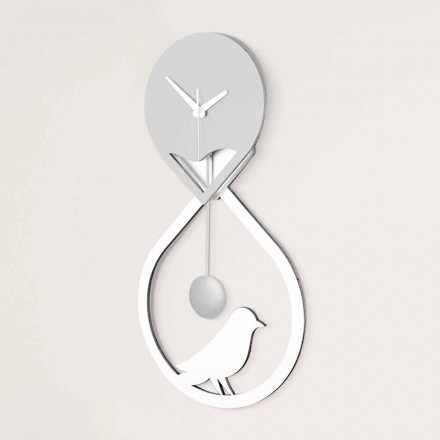 Kyvadlová hodinová stěna moderního designu Stylizovaná bílá a šedá - Thebes Viadurini