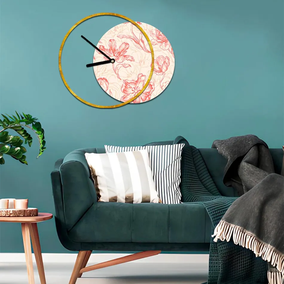 Hodiny s dřevěným a potištěným panelem Made in Italy - Malawi Viadurini