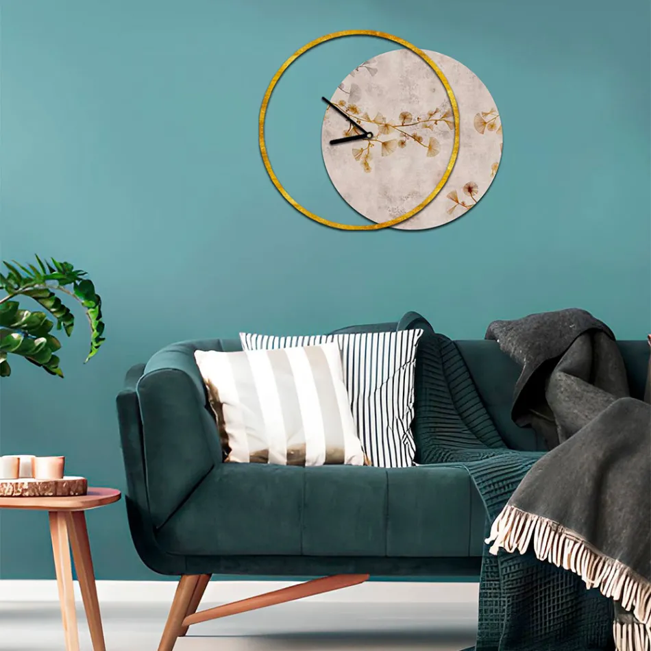 Hodiny s dřevěným a potištěným panelem Made in Italy - Malawi Viadurini