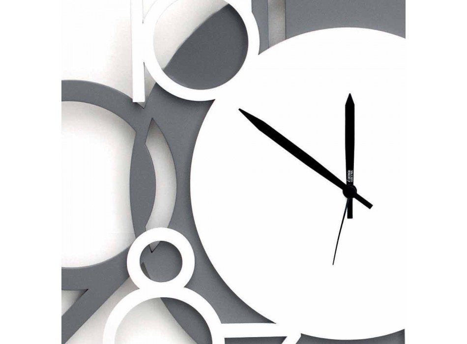 Velké a moderní design nástěnné hodiny v bílé a šedé dřevo - číslice Viadurini