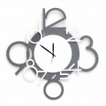 Velké a moderní design nástěnné hodiny v bílé a šedé dřevo - číslice