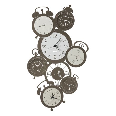 Designové železné nástěnné hodiny s 8 ciferníky různých stylů a barev - Muvio Viadurini