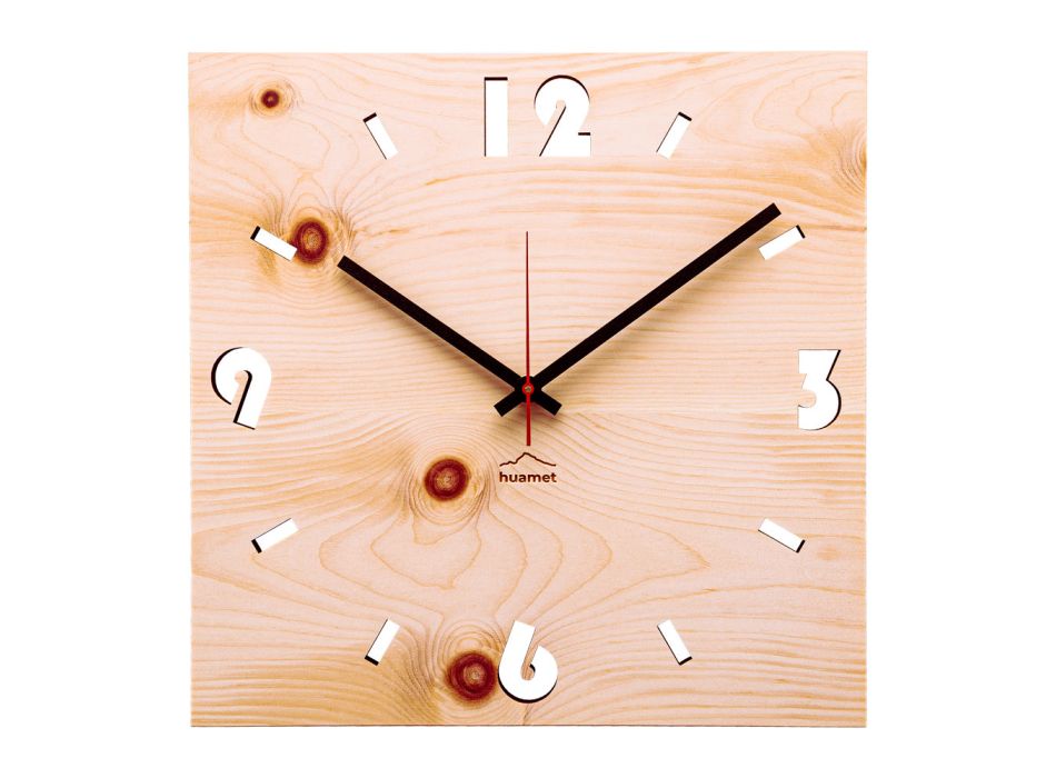 Nástěnné hodiny ve švýcarském borovém dřevě vyrobené v Itálii Andrea Viadurini