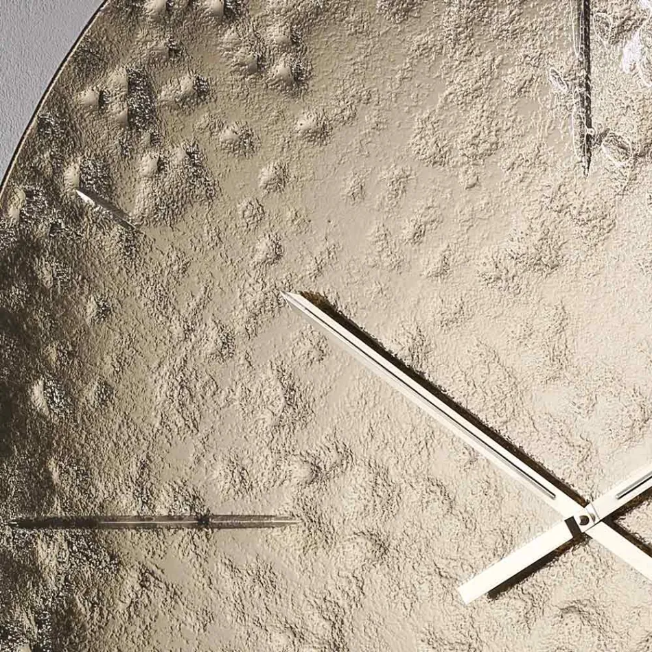 Nástěnné hodiny z vlnitého taveného skla s mosaznými ručičkami - Radia Viadurini