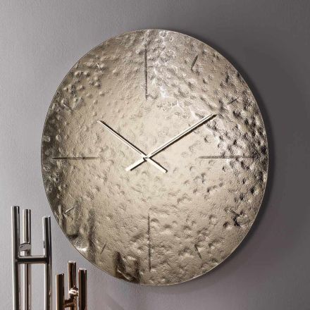 Nástěnné hodiny z vlnitého taveného skla s mosaznými ručičkami - Radia Viadurini