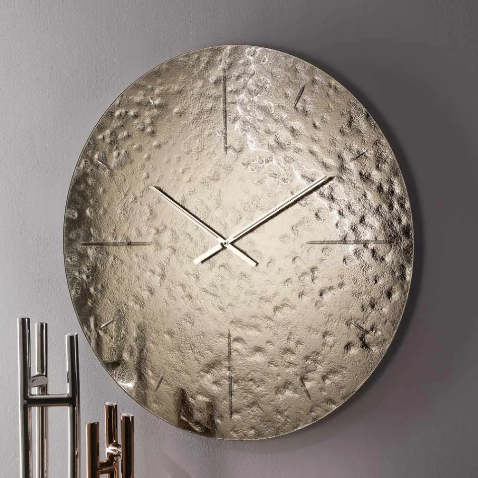 Nástěnné hodiny z vlnitého taveného skla s mosaznými ručičkami - Radia Viadurini