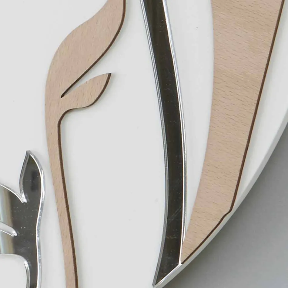 Moderní a kulaté nástěnné hodiny s dekorovaným dřevem - harmonie Viadurini