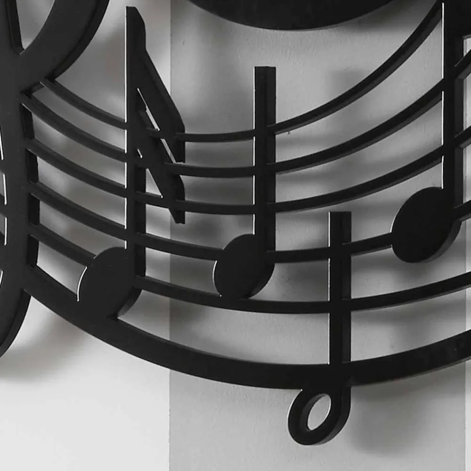 Moderní design kulaté černé nástěnné hodiny v zdobené dřevo - hudba Viadurini