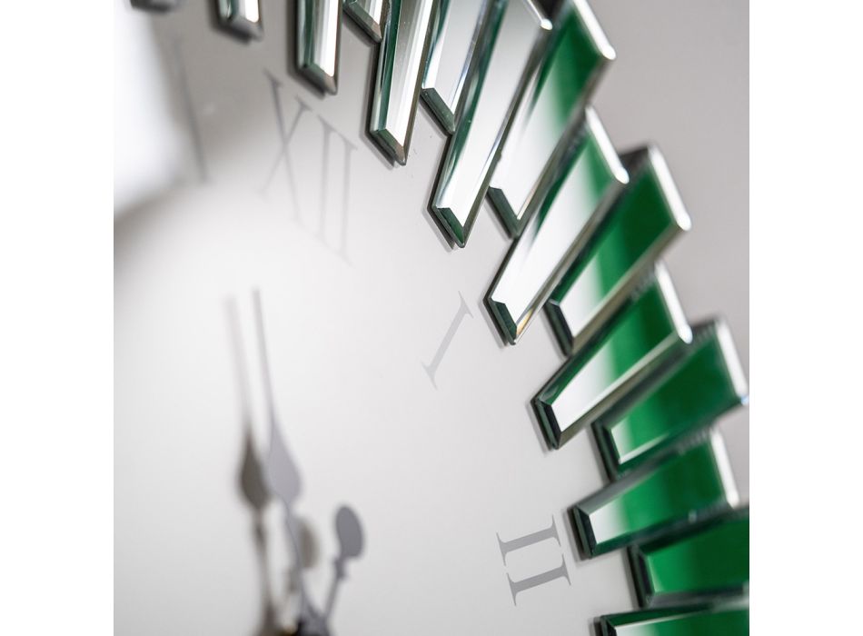 Kulaté dekorativní nástěnné hodiny z Mdf a zrcadlového skla - Tosco Viadurini