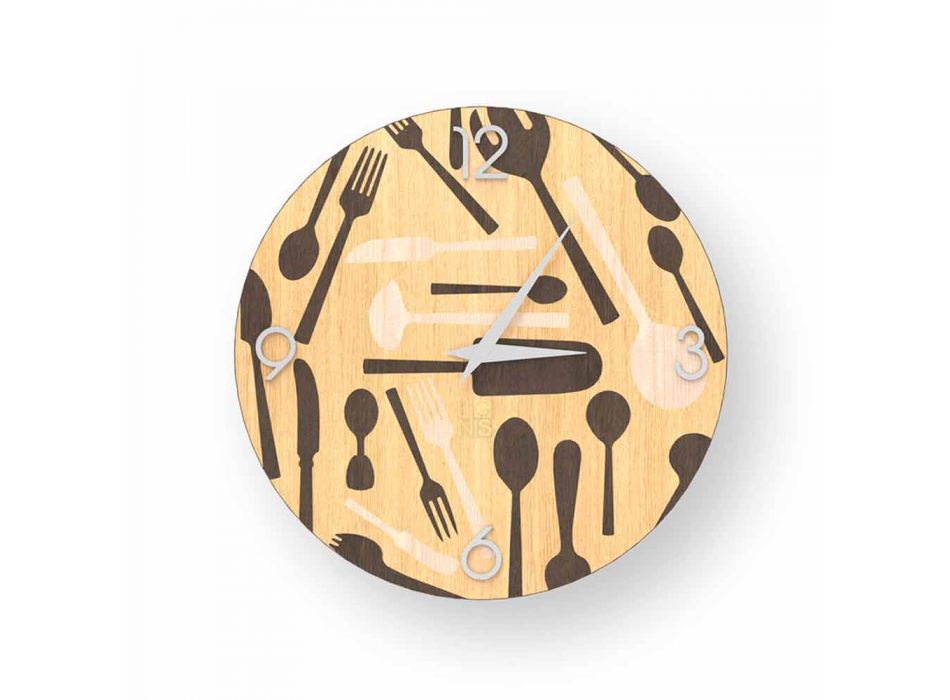 Nástěnné hodiny Ispra, vyrobené ze dřeva, vyrobené v Itálii Viadurini