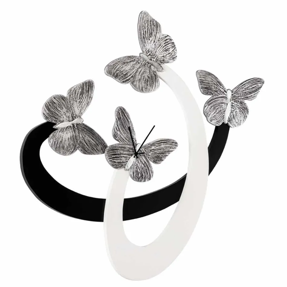 Designové nástěnné hodiny slonoviny / černé ručně vyráběné v Itálii Zenia Viadurini