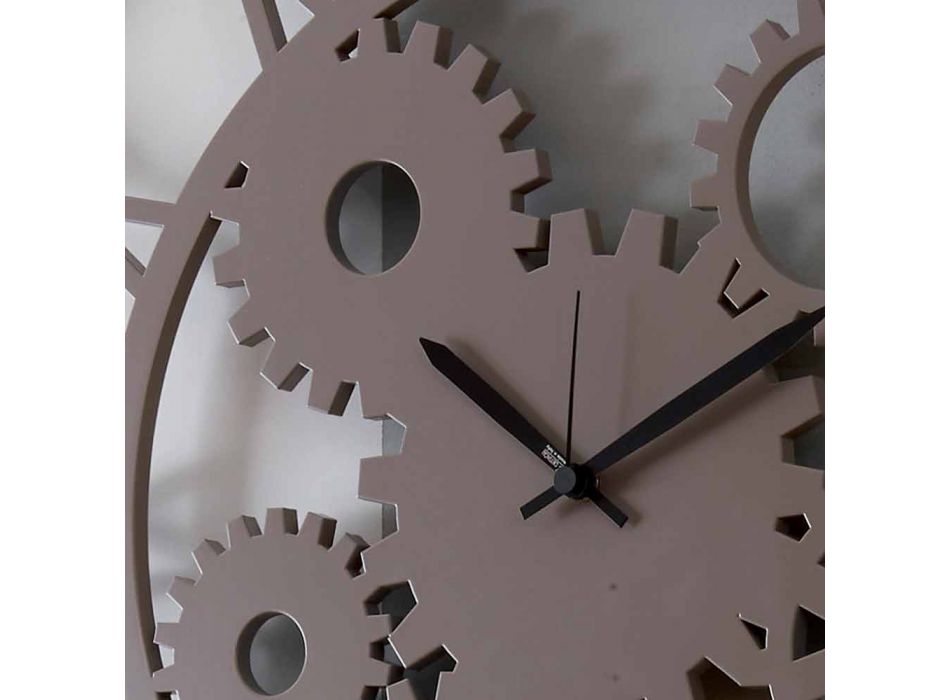 Velké a kulaté omšelé barevné dřevěné nástěnné hodiny - mechanismus Viadurini