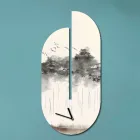 Dřevěné hodiny s potiskem volavky Made in Italy - Palau Viadurini