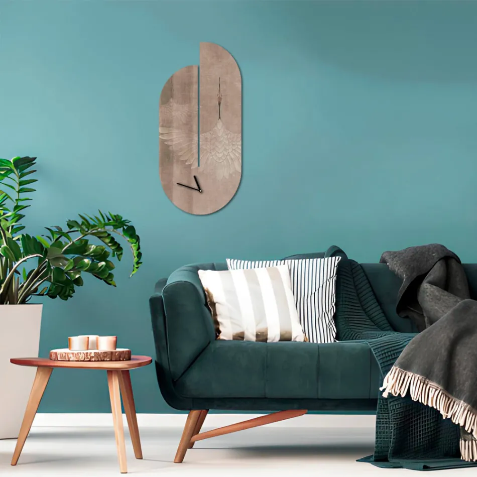 Dřevěné hodiny s potiskem volavky Made in Italy - Palau Viadurini