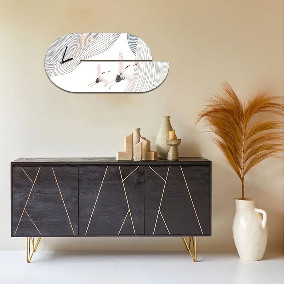 Dřevěné hodiny s potiskem volavky Made in Italy - Palau Viadurini