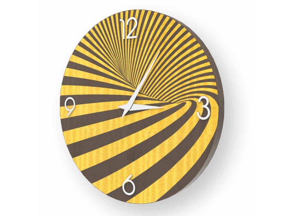 Dřevěné hodiny zdobené designem Azzio vyrobené v Itálii Viadurini