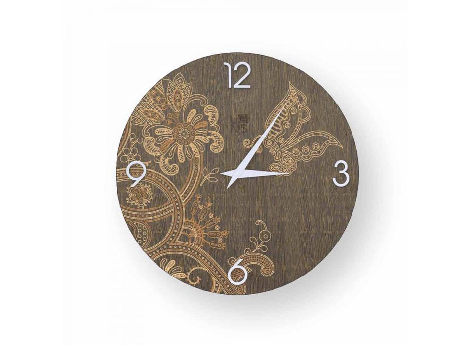 Tonové dřevěné nástěnné hodiny, moderní design Viadurini