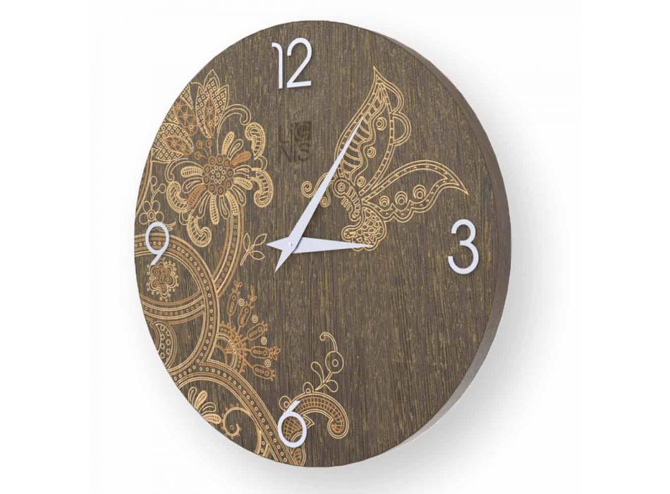 Tonové dřevěné nástěnné hodiny, moderní design Viadurini