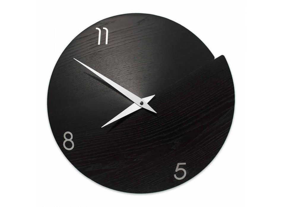 Moderní nástěnné hodiny s číslem přírodního dřeva vyrobené v Itálii - kráter Viadurini