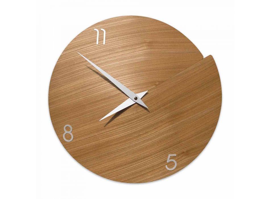 Moderní nástěnné hodiny s číslem přírodního dřeva vyrobené v Itálii - kráter Viadurini