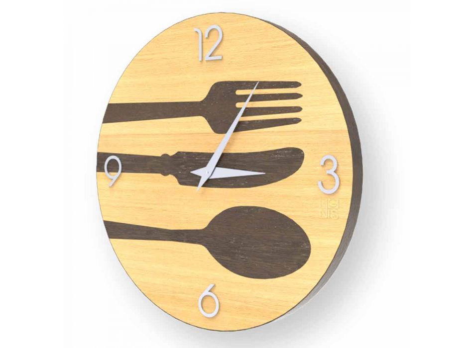 Clivio moderní dřevěné nástěnné hodiny vyrobené v Itálii Viadurini