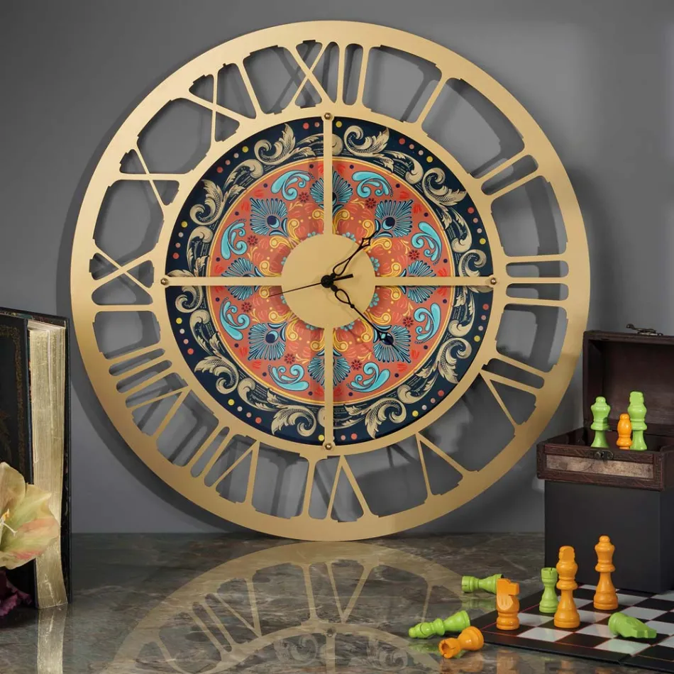 Hodiny vyrobené ze železa ve 3 různých povrchových úpravách Made in Italy - Pšenice Viadurini