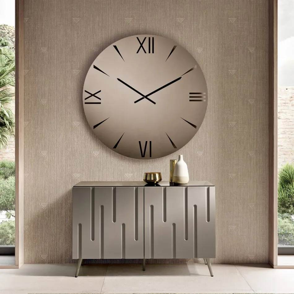 Kulaté zrcadlové skleněné hodiny s laserově gravírovanými číslicemi - Clelia Viadurini