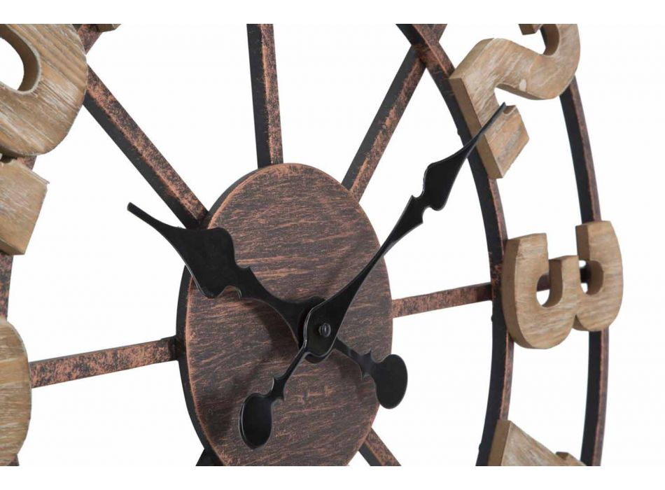 Kulaté nástěnné hodiny v moderním designu ze železa a MDF - Taichi Viadurini