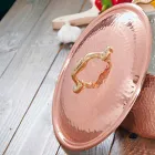 Kulatá pánev z pocínované mědi ručně s rukojetí a víkem 36 cm - Gianluigi Viadurini