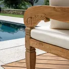 Lavička 210x112 cm z recyklovaného teakového dřeva s polštáři - Mammolo Viadurini