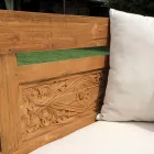 Lavička 210x112 cm z recyklovaného teakového dřeva s polštáři - Mammolo Viadurini