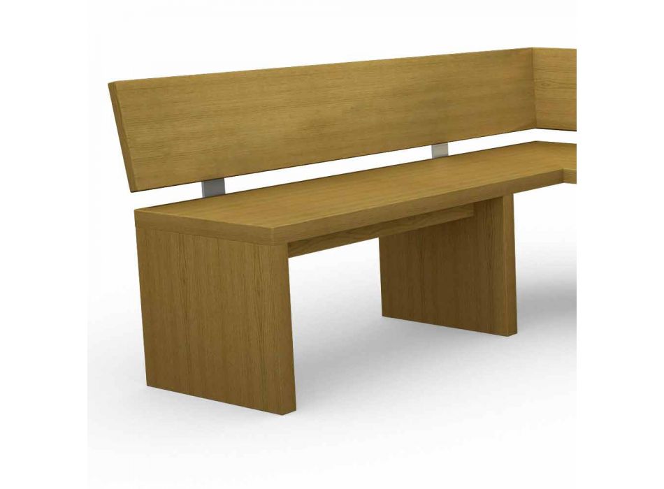 Moderní úhlová lavička v šedém dubu vyrobená v Itálii, Misty Viadurini