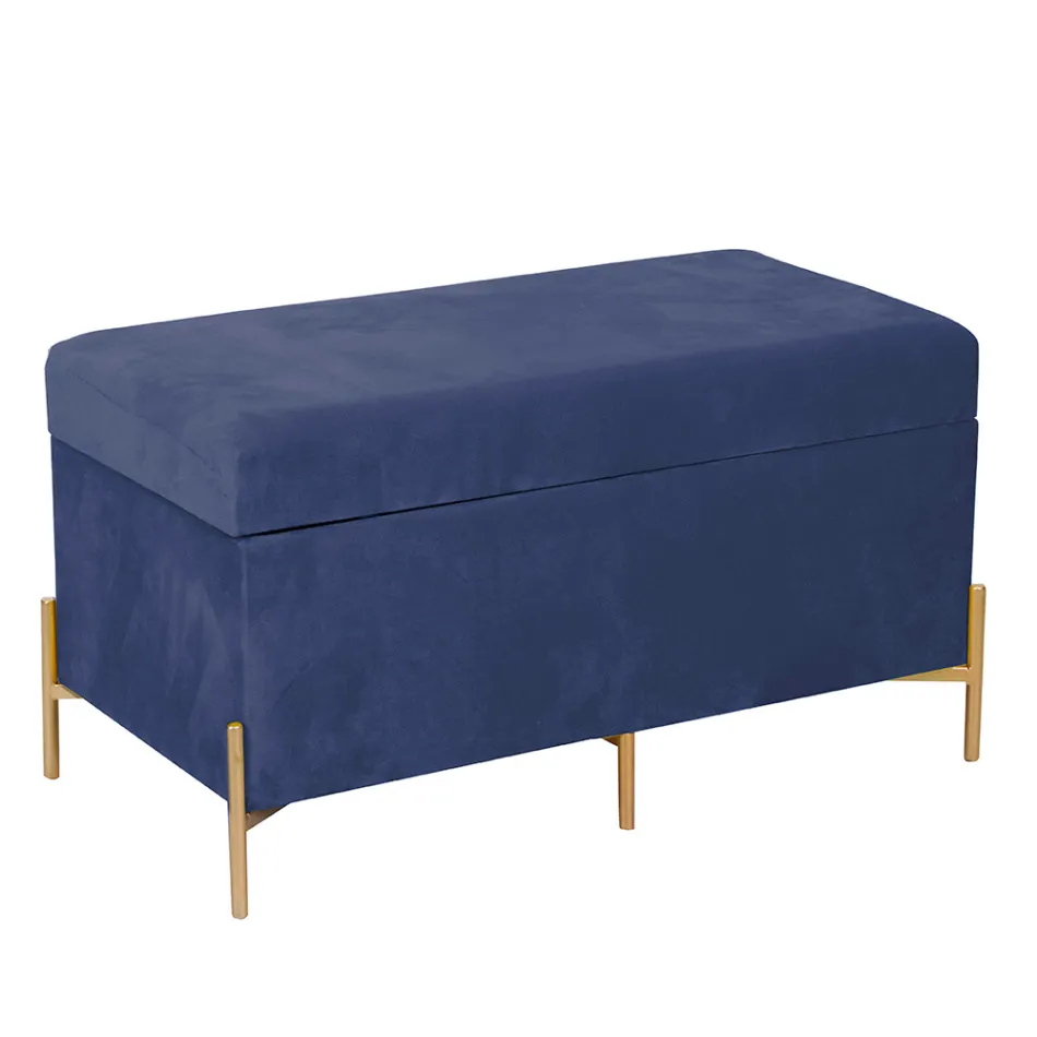 Lavička s kontejnerem z kovu a sametu v různých povrchových úpravách - Faro Viadurini