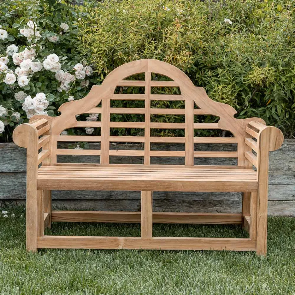 Venkovní lavička vyrobená celá z teakového dřeva - Příjezd Viadurini