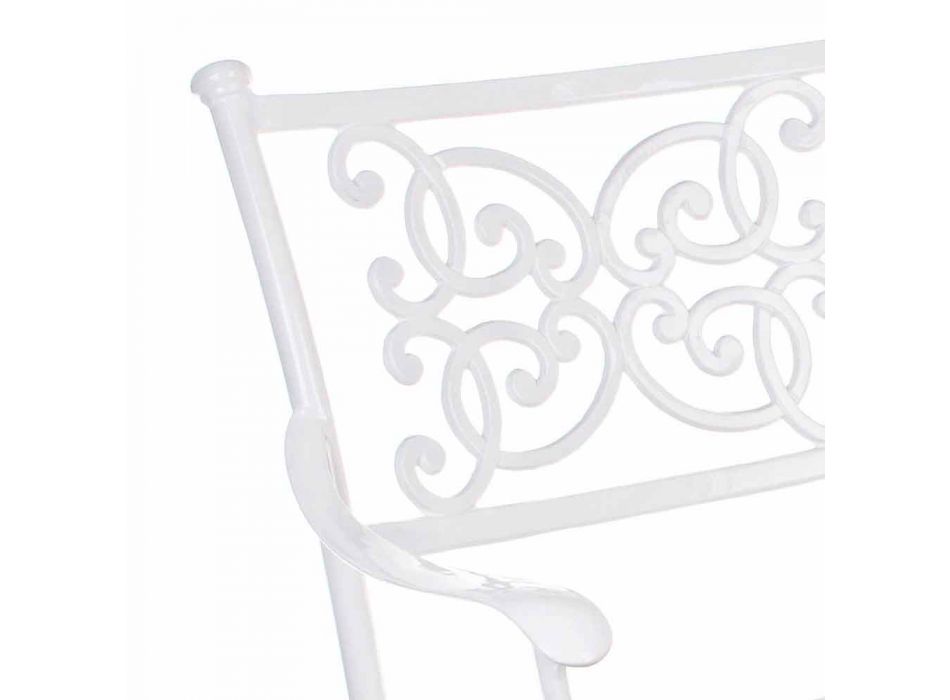 Stohovatelná zahradní lavice z bílého hliníku, lesklý efekt - Sama Viadurini